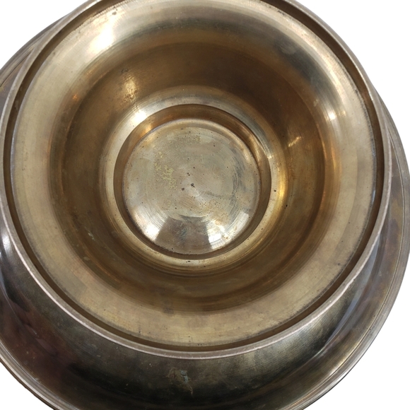 Vintage Engraved and Embellished Footed Brass Bowl - Picture 5 of 6